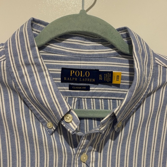 Polo by Ralph Lauren Blue and White Striped Button-Down Shirt - Picture 2 of 8